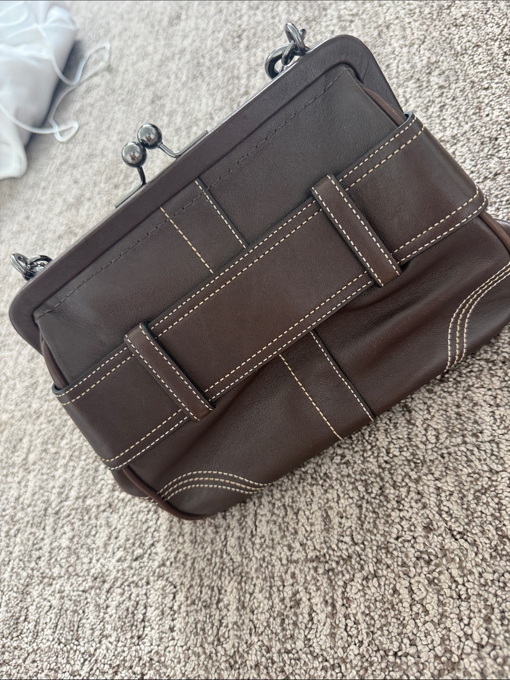 Coach (re) loved Women's Brown Leather Top-Handle Bag with Decorative Buckle - Picture 4 of 6